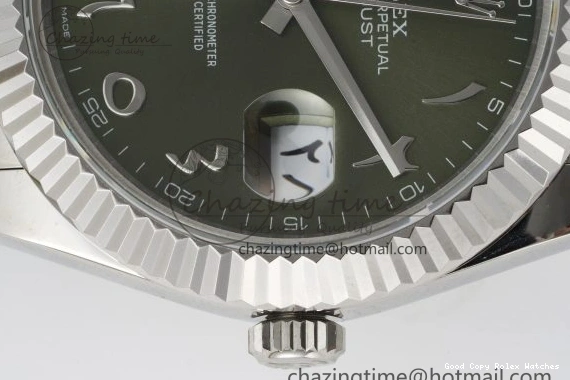 Good Copy Rolex Watches Green 41 V Oyster Steel VR3235 JDF Markers SS Dial Bracelet Sundust Arabic QuickDry DateJust 904L on 2238 0111